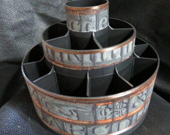 STEAMPUNK Letterpress - Lazy Susan style Tool Caddy - Make up brush organizer