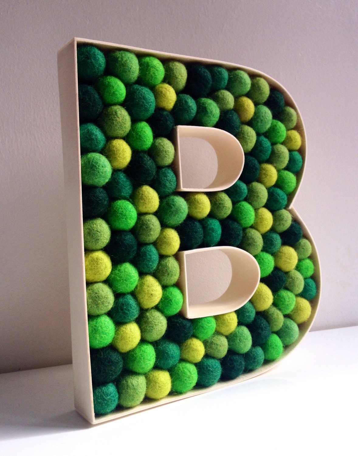 Kids Room Decorative Letter B. Felt Ball Free Standing