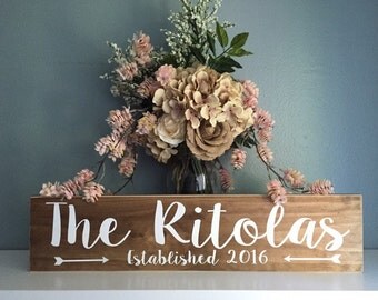 Personalized Family Name Sign Established Date / Wood Sign Family Sign Custom Name Sign Wood Home Decor Wedding Gift Wedding Decor Prop