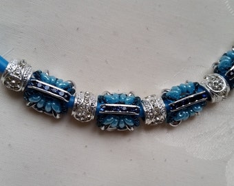 collier " grand Butterfly " bleu et argent