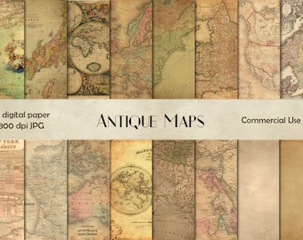 Vintage Maps Digital Scrapbook Paper old map antique