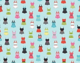 Novelty Swimsuit Fabric - Blue - Sold by the 1/2 Yard