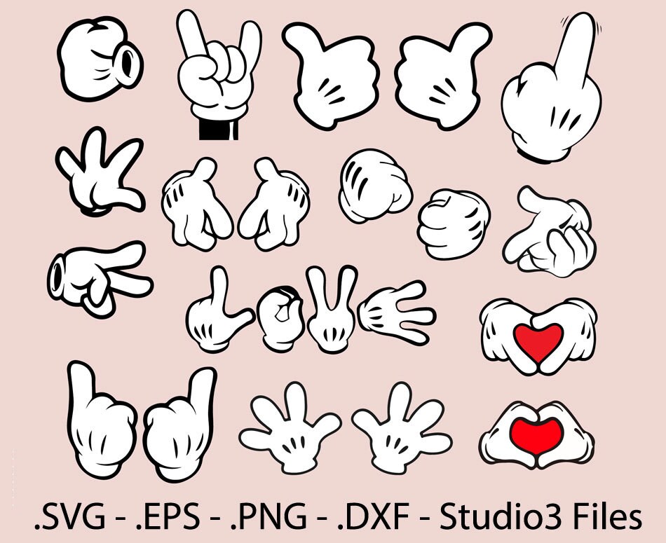 Mickey hands designs. Vectors cuttable files.
