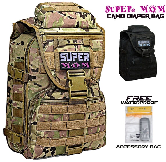 white camo diaper bag