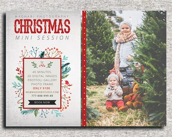 Christmas Mini Session Template - Christmas Photography Marketing - Mini Session Template - Card - Photoshop Template - INSTANT DOWNLOAD