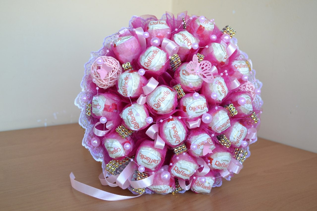 Hochzeit Blumenstrauß mit Raffaello Süße Bonbons ungewöhnliche