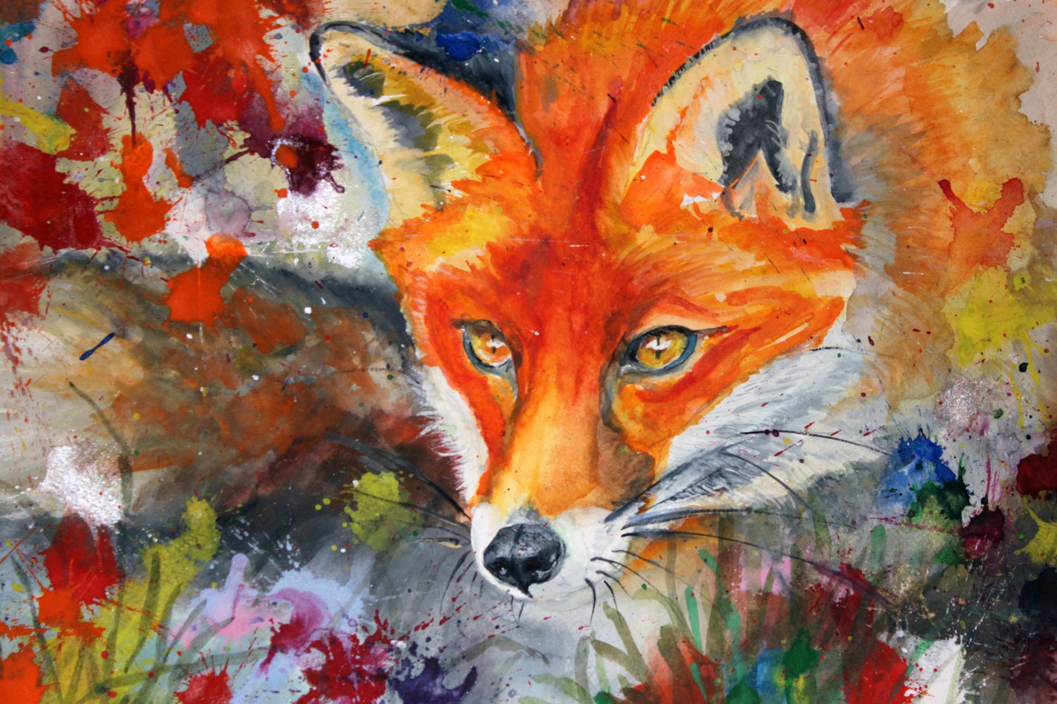 Fox Art Print on canvas Red fox Watercolor Painting Animal