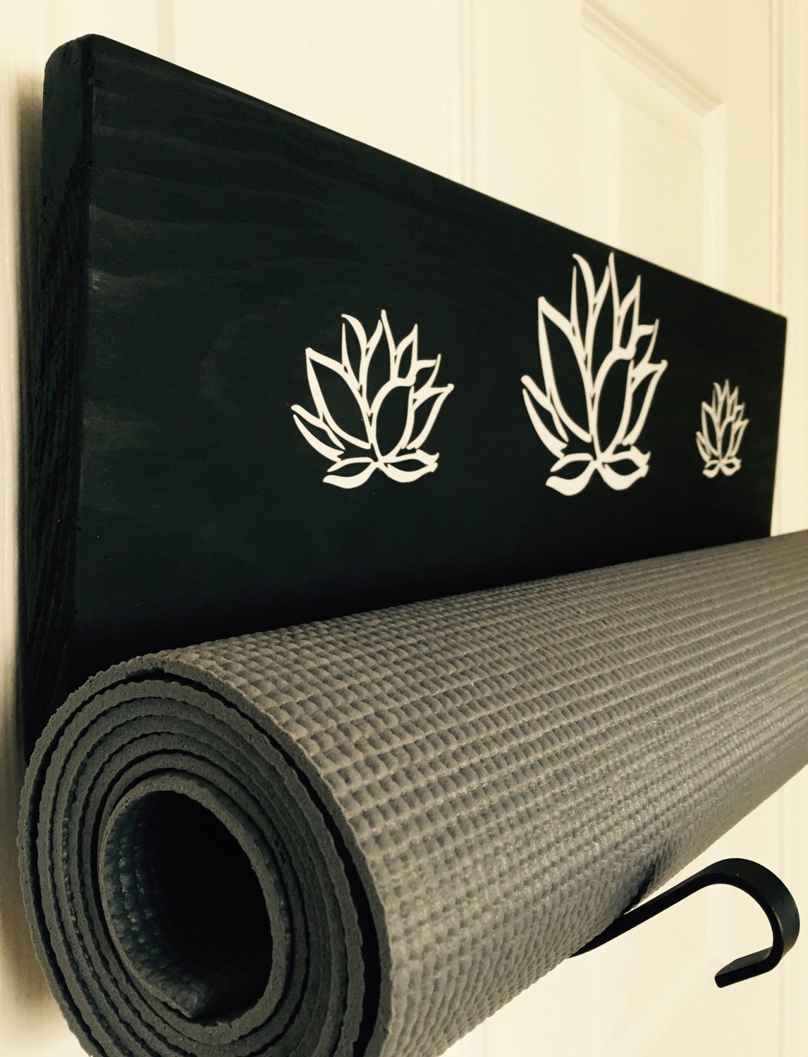 Yoga black yoga mat holder handmade black and white by YogaWares