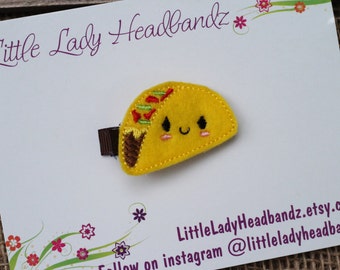 Taco hair clip taco feltie - felt taco toddler clip girl clip - no slip grip hair barrette