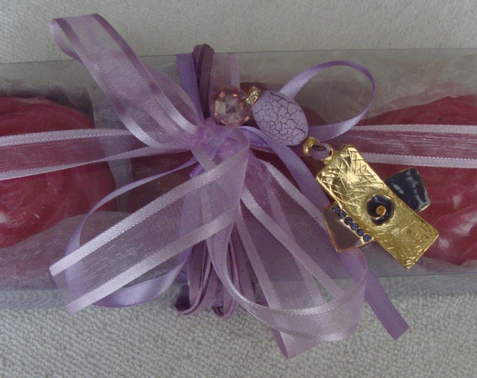 Purple Zen Glycerin Soap Gift Set, Luxury Royalty Soaps, Zen Beauty Jewelry, Floral Handmade Soap, Graduation Gift for Her, Birthday Gift