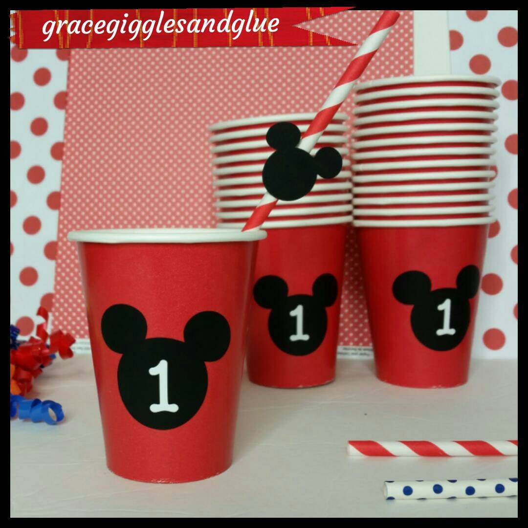 12 Personalized Mickey Mouse Cups