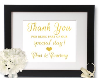 Thank You wedding, wedding signage, thanks wedding sign, Gold Foil, Wedding Print, Real Foil,
