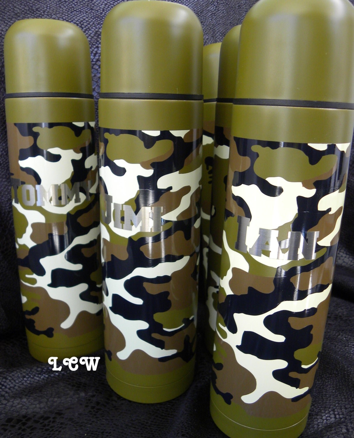 Thermos SET of 3 Custom Personalized 25 oz Camouflage