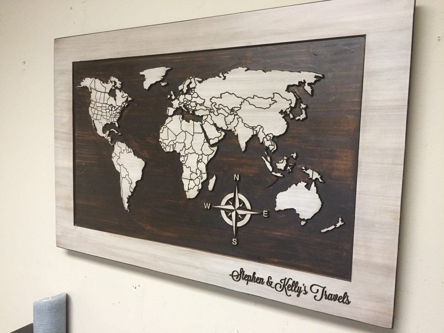 World Map Wall Art Carved Wooden World Map With Countries