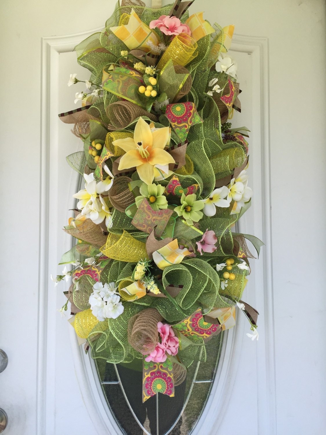 Door Swag Centerpiece Spring Wreath Summer by AllAboutTheWreath