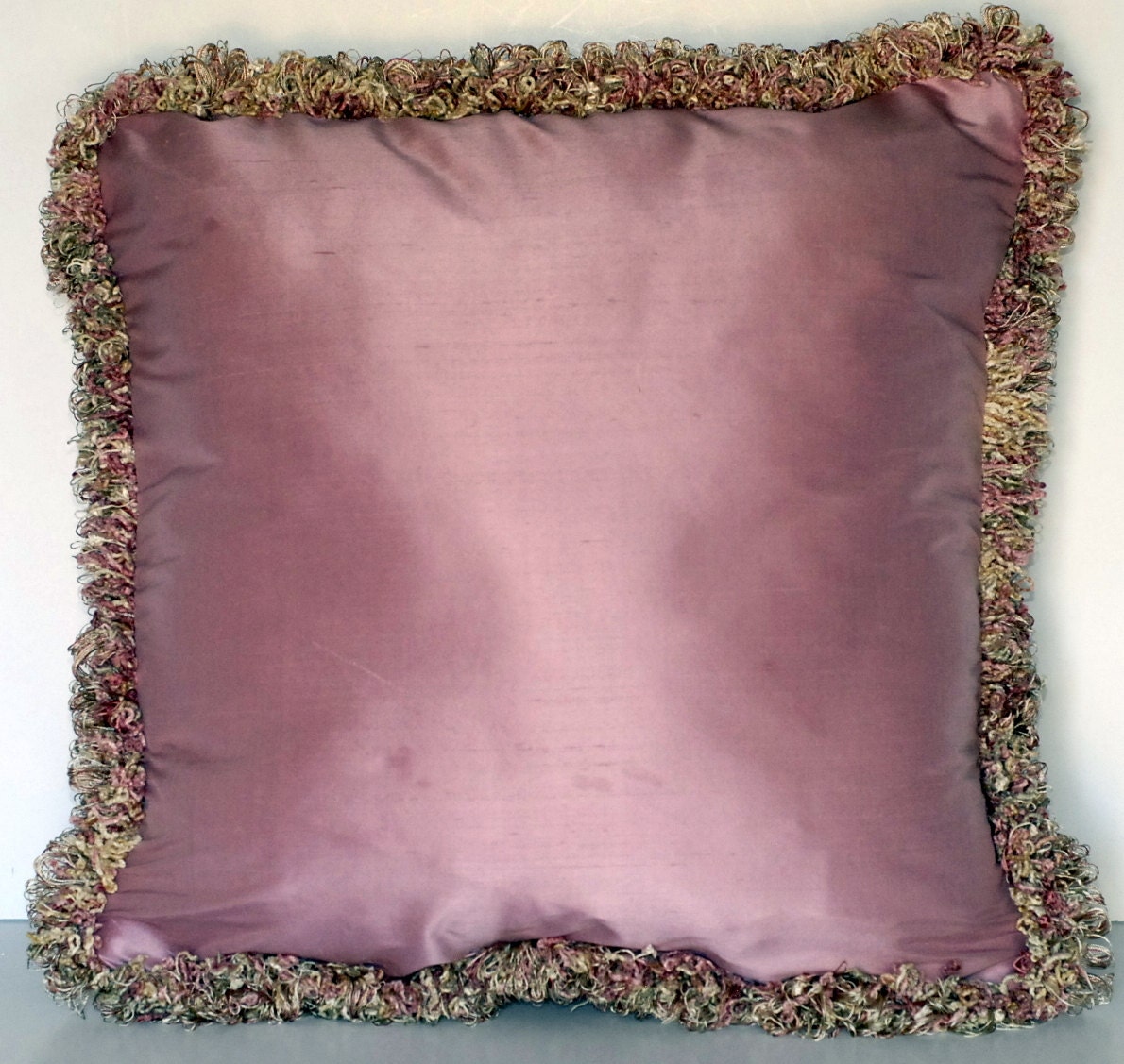 large gold decorative throw silk pillow with fringe for sofa