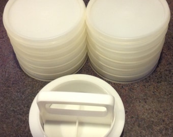 Vintage Large Tupperware Hamburger Press 14 Pieces White Hamburger Stamp Patty Stacker Freezer Parts 1925 1926 1927 1928