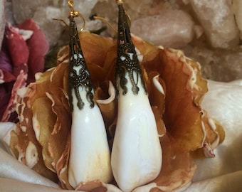 Buffalo Tooth Earrings -Bone Jewelry -Bone Earrings - Boho Style Accessories -Festival Jewelry Accessories