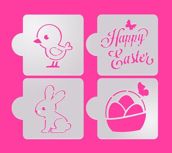 4 pcs Easter Cookie Stencil Rabbit Stencil Schablone by makeandfun