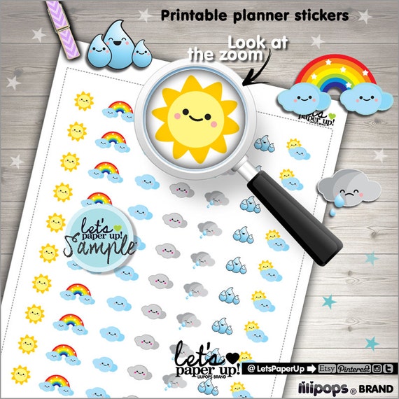 60off weather stickers printable planner stickers weather