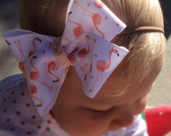 flamingo baby headband, flamingo baby clothes, baby headbands and bows, nylon baby headband,baby bib sets, baby bow sets, baby headband bow