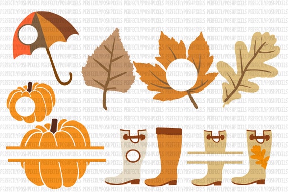 Download Fall Monogram Frames SVG Autumn svg Fall Leaf Monogram SVG