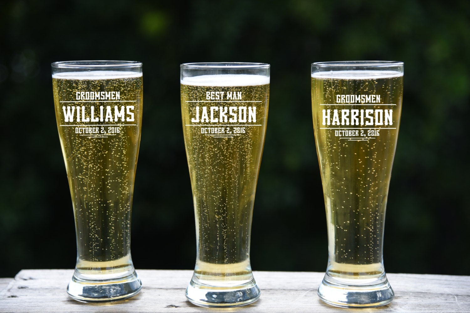 7 Groomsmen Pilsner Glasses Personalized Beer Glass Engraved