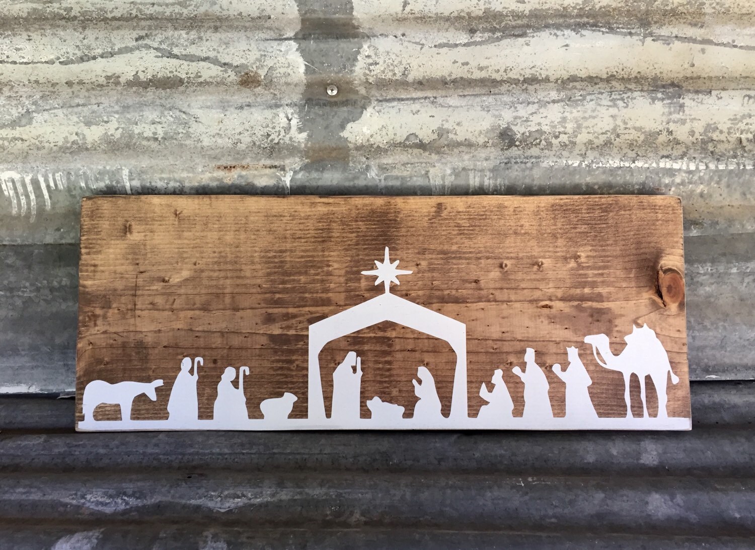 Nativity Scene Sign Christmas Decor Wood by DistinctlyBlackman