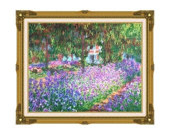 The Artist's Garden at Giverny Claude Monet Framed Canvas Art Print Painting Reproduction - Sizes Small to Large - M00706-6