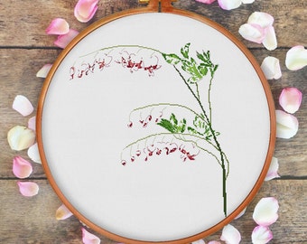 Bleeding Heart Flower cross stitch pattern, modern cross stitch pattern, natural cross stitch pattern, flower pattern, unique pattern, pdf