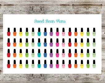 45+ Cute Kawaii Style Nail Polish/Manicure Planner Stickers