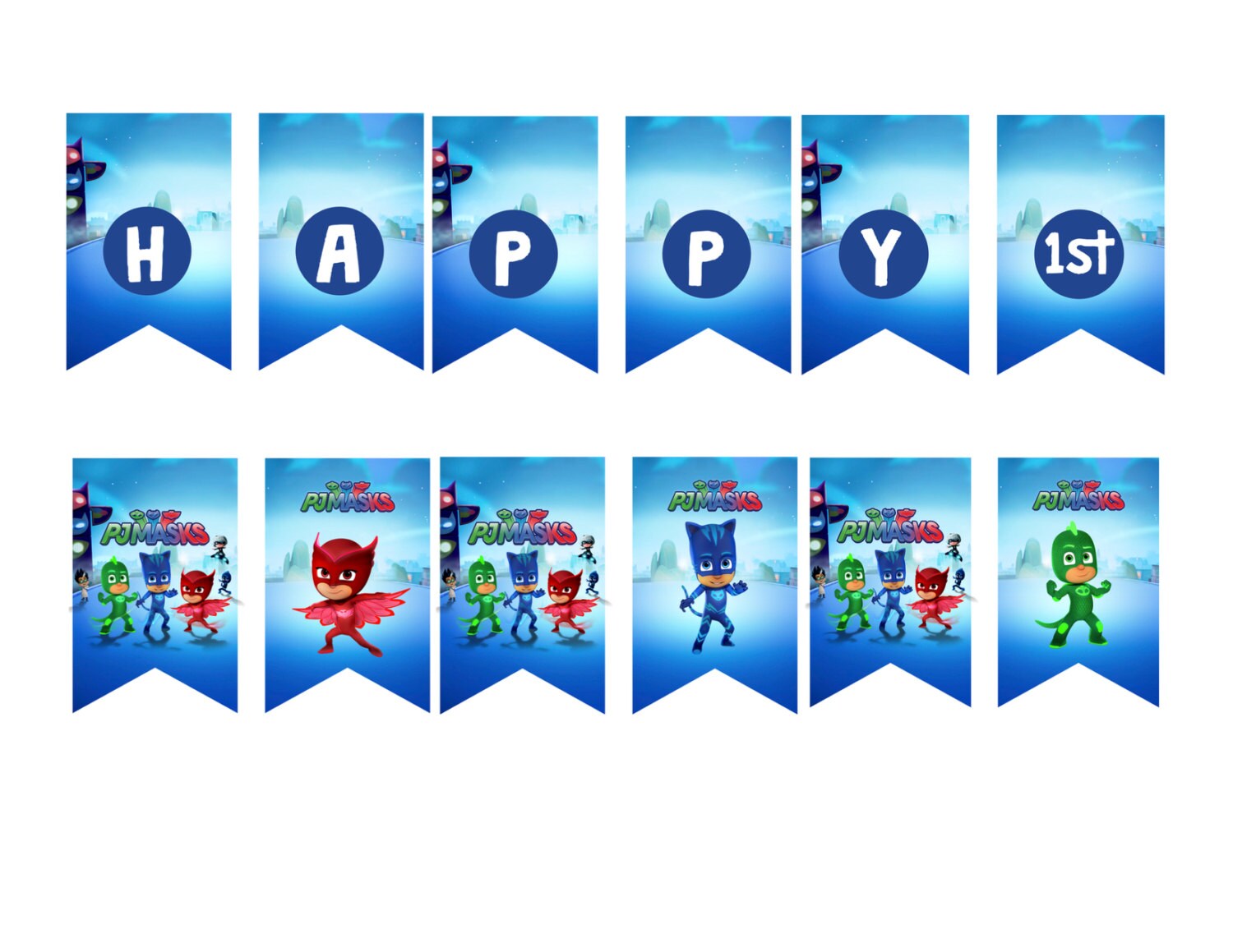 PJ Masks Birthday Personalized Banner DIGITAL FILE by MunchDoodles