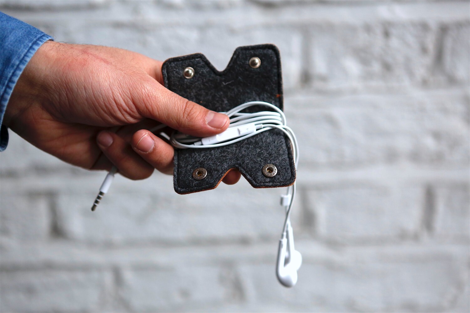 Headphone case Leather cord holder Leather Cord Organiser