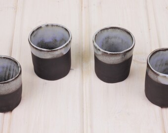 Tea Cup grey anthracite - blue glazed - Tea Cup - modern - elegant - housewarming gift - gift - production order