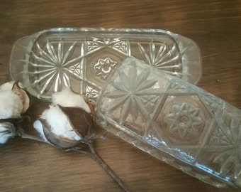 Vintage Butter Dish - Crystal Butter Dish - Covered Butter Dish - Butter Dish - Dome Butter Dish - Clear Butter Dish