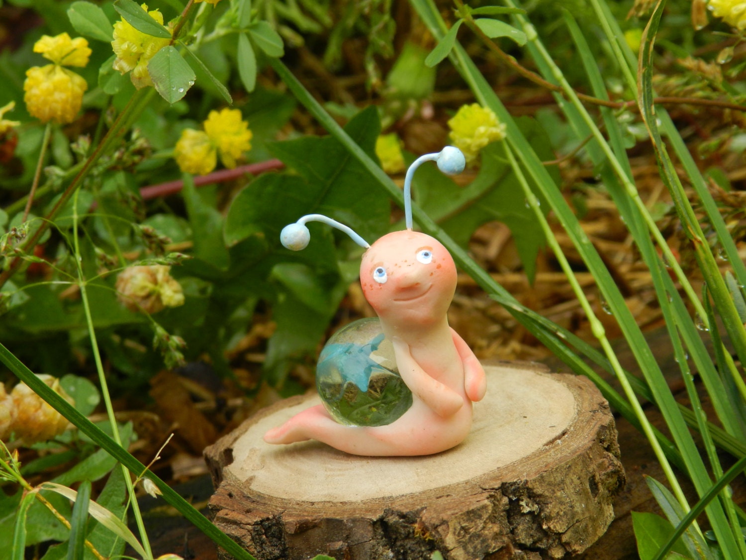 tiny polymer clay snail cute little snail figurine by malinkaartz