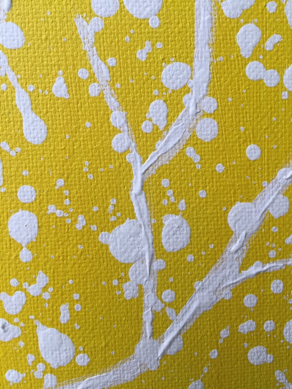 Original Tree Abstract Yellow and White Art Tree Painting