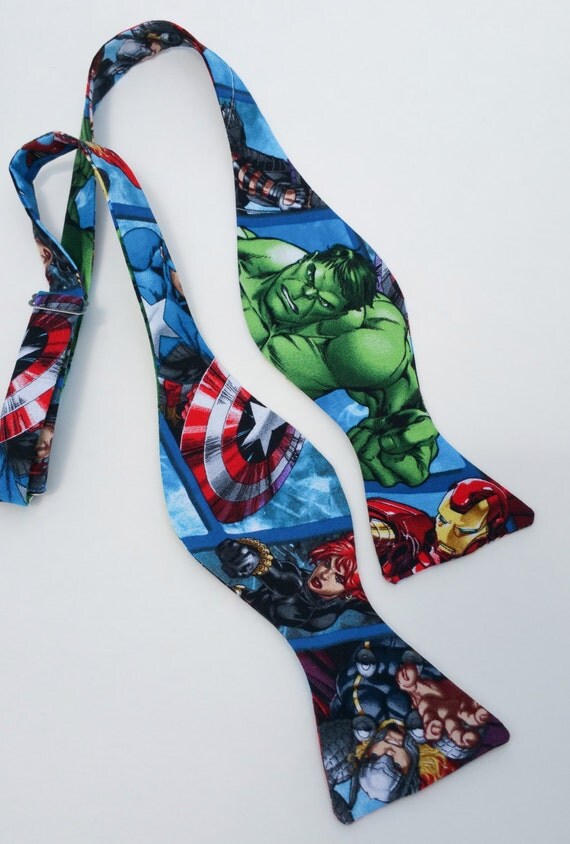Men's Avengers Comic Book Adjustable Self Tie Bow Tie Hulk Captain America Black Widow Iron Man