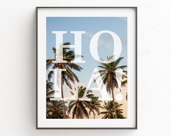 Palm Wall Print, Tropical Wall Art, Cubicle Wall Decor, Cubicle Decor, Tropical Decor, Palm Art Print, Palm Leaf Art, Palm Print, Hola