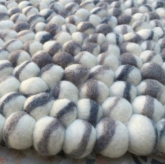 Handmade 100 Wool Felt Ball Rugs Pebble Natural Stone Style