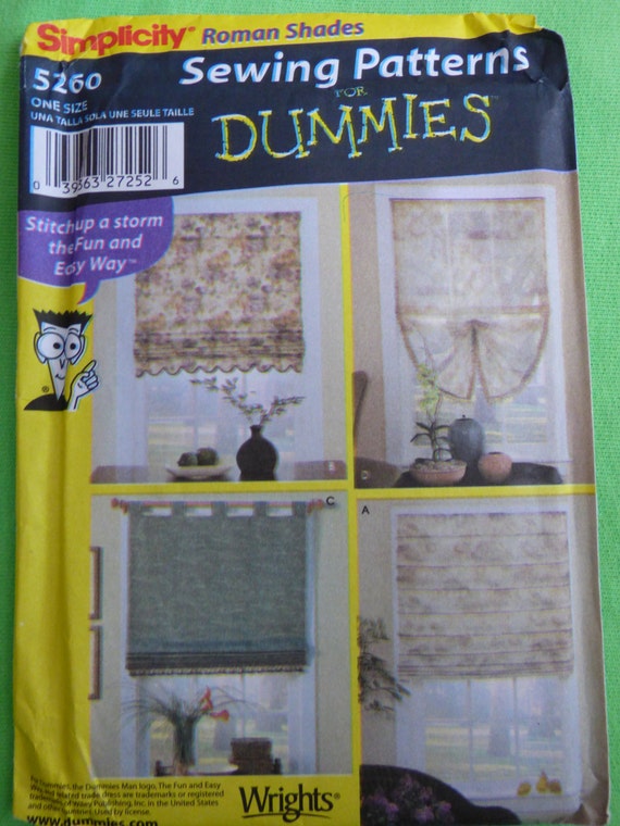 Simplicity Sewing Patterns for Dummies 5260 UNCUT Roman Shades