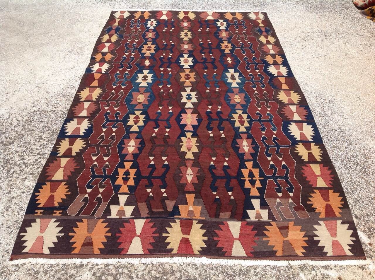 Large Kilim rug 129'' x 69.7'' Vintage