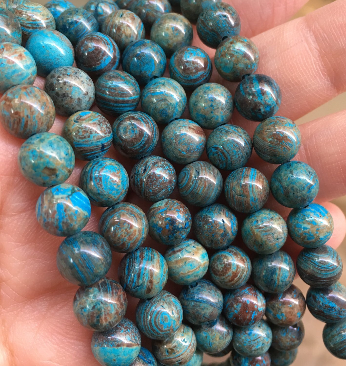 8mm Blue Sky Jasper Gemstone Beads 14 inch Full strand