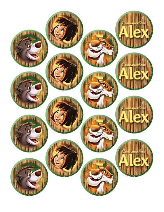 Personalized Printable Cupcake Toppers The Jungle Book