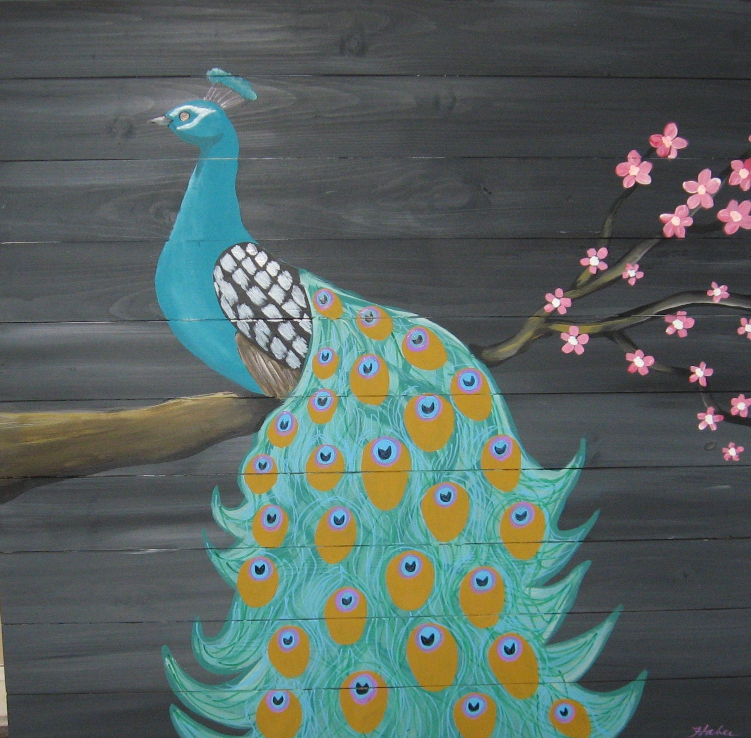 Peacock Painting Hand Painted Peacock Wood Painting Barn Wood