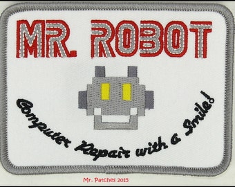 MR ROBOT FSOCIETY White 4" X 3" tv show iron & sew on Patch - free shipping