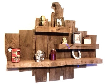 Raw Wood Shelf - Reclaimed Wood Shelves - Rustic Wooden Shelves - Pallet Wood Shelf - Wooden Display Shelf - Rustic Home Decor - Raw Wood