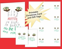 Printable Christmas Card and Gift Tags instant download - Ding Dong Merrily On High - Instant - il_214x170.876072951_45kn