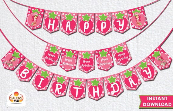 Strawberry Shortcake Happy Birthday Banner by SalensSVR on Etsy