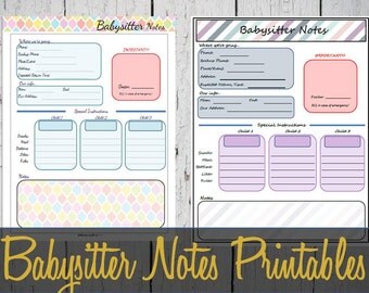 Personalized Babysitter Notes Printable
